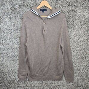 Mizzen + Main Jacket Mens Large Brown Hoodie Blend Long Sleeve Woven Casual‎
